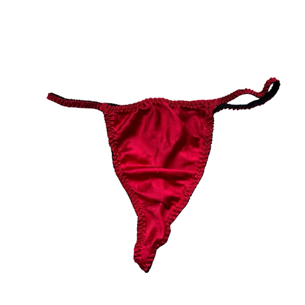 Ladies‎ Red and Black Satin Thong Panties Size Medium